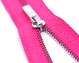 Metal Zipper with Light Pink Color Tape and Fancy Puller\Shiny-Silver Teeth/Top Quality
